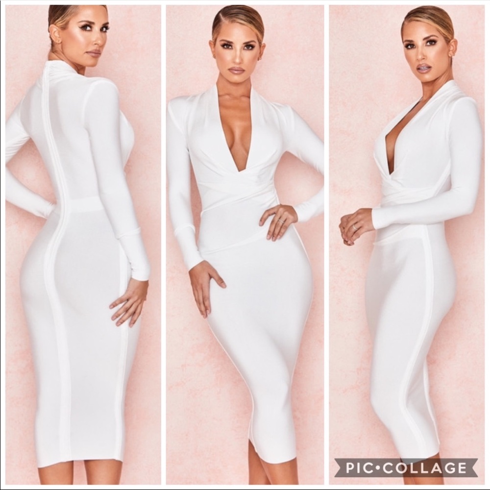 White bandage house of cb mid dress